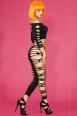 Top e leggings stringati con intagli. Nero