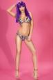 Bikini nero con disegno floreale.