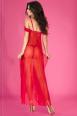 CHILIROSE: vestaglia lunga in chiffon e pizzo. Rosso