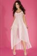 CHILIROSE: vestaglia lunga in chiffon e pizzo. Rosa