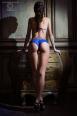 CHILIROSE: completino intimo 2 pezzi in pizzo con stringhe. Blu.