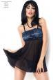 Babydoll in tulle e pizzo con tanga.