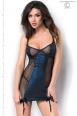Chemise maculata con inserti a rete. Nero/blu.