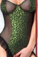 CHILIROSE: body maculato con inserti a rete. Nero/verde.