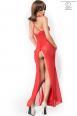 Abito in microrete con inserti in pizzo. Rosso