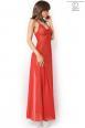 Abito in microrete con inserti in pizzo. Rosso