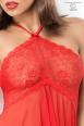 CHILIROSE: chemise in microrete e pizzo. Rosso