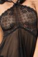 CHILIROSE: chemise in microrete e pizzo. Nero