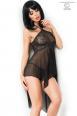 CHILIROSE: chemise in microrete e pizzo. Nero