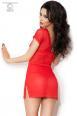 Chemise in tulle e pizzo con ciondolo. Rosso