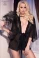 CHILIROSE: vestaglia in tulle e pizzo. Nero