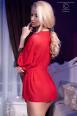 CHILIROSE: vestaglia in tulle e pizzo. Rosso