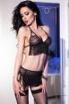 CHILIROSE: set 3 pezzi in pizzo con frange.