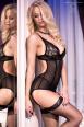 CHILIROSE: guepiere in tulle e pizzo con reggicalze.