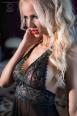 CHILIROSE: babydoll in tulle e pizzo con ricami in lurex.