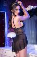 Babydoll in pizzo e tulle con tanga.