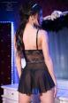 Babydoll in pizzo e tulle con tanga.