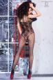 Catsuit ricamata con disegno body e spalline multiple.
