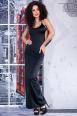 CHILIROSE: abito lungo nero con inserto posteriore in pizzo.