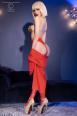 Collant velati in Lycra effetto reggicalze. Colore rosso.