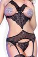 Set intimo 4 pezzi con calze e gemme adesive per il seno.