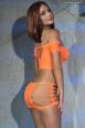 Top e shorts con intagli. Arancione