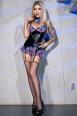 Costume studentessa 5 pezzi con calze ed occhiali.