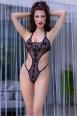 Body a rete con occhielli e stringatura. Nero