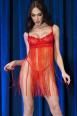 Babydoll rosso con ferretto e lunghe frange.