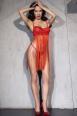 Babydoll rosso con ferretto e lunghe frange.