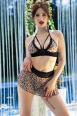 Completo 3 pezzi in tulle leopardato.