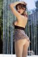 Babydoll leopardato con bordi in pizzo.