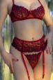 Set intimo 4 pezzi rosso/nero con calze.