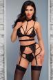 Intimo 4 pezzi in pizzo con stringhe decorative + calze.