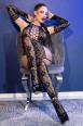 Catsuit ricamata motivo body con calze + guanti.