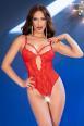 Body in tulle e pizzo floreale. Rosso