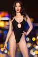 Body monokini nero con schiena scoperta.
