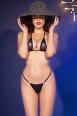Micro bikini in tulle brillante. Nero