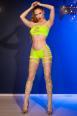 Top e pantaloncini con intagli. Verde neon