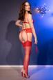 Set intimo rosso 5 pezzi con reggicalze, calze e frustino