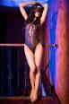 CHILIROSE: body in tulle e pizzo nero/viola + benda.