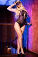 CHILIROSE: body in tulle e pizzo nero/viola + benda.
