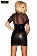 Vestito in tessuto lucido, tulle e PVC.