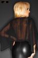 Vestito lungo con mantellina in tulle.