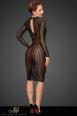 Abito aderente in tulle con righe verticali.
