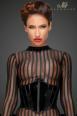 Abito aderente in tulle con righe verticali.