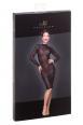Abito aderente in tulle con righe verticali.