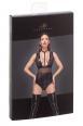 Body in tessuto nero opaco con inserti in tulle.