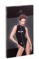 Body smanicato in vinile con cerniera a tre vie.