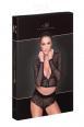 Top in tulle con colletto e cerniera nera.